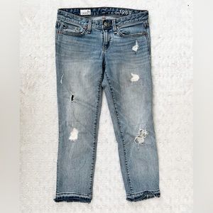GAP 1969 Real Straight Raw Hem Distressed Jeans